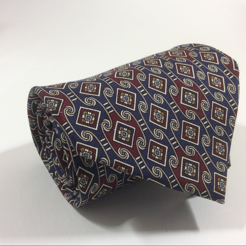 Burberry Necktie blue red silver geometric silk neck tie